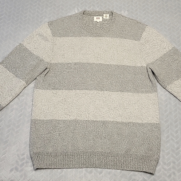 LEVI'S Red Tag Grey Striped  Knit Crewneck Sweater Mens XL - Picture 4 of 13